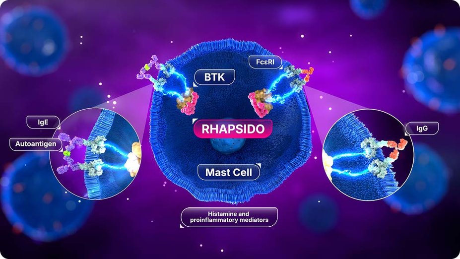 RHAPSIDO inhibits BTK in mast cells.