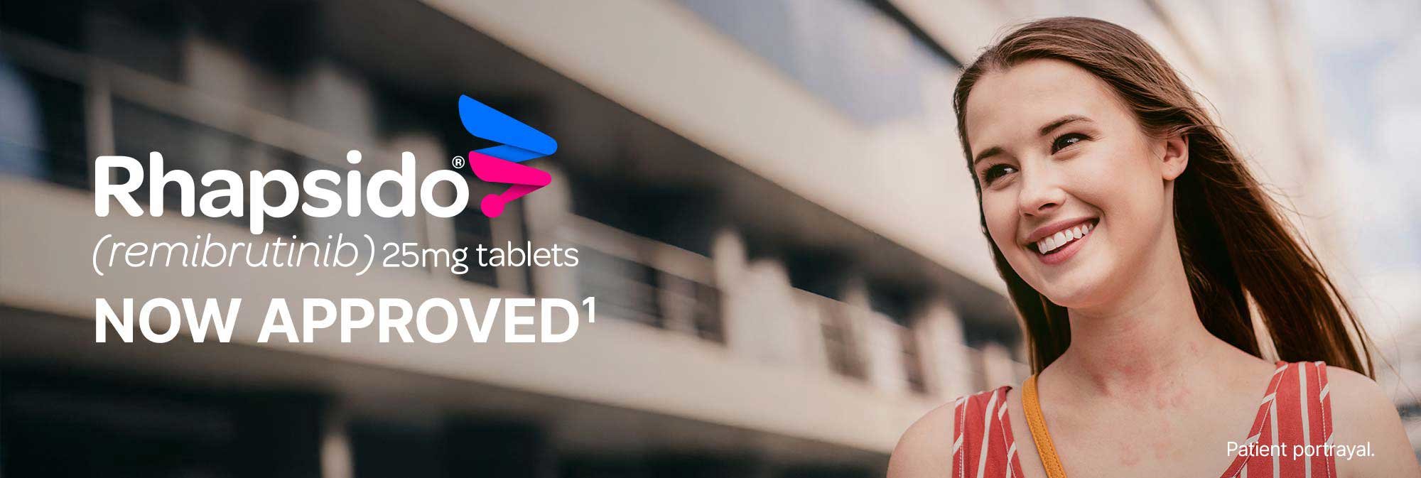 RHAPSIDO® (remibrutinib) 25mg tablets. NOW APPROVED. Patient portrayal.